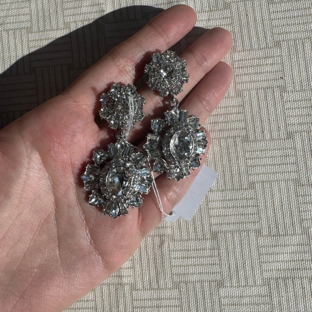Banana Republic Bridal Silver Crystal Earrings